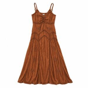 Scully Honey Creek HC62 Copper Cotton Embroidered Maxi Dress XS Western Boho